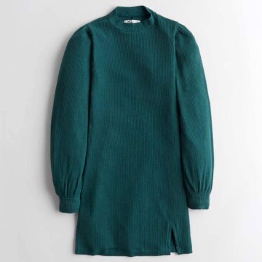 NWT Hollister Cozy Mockneck Mini Dress, Dark Green